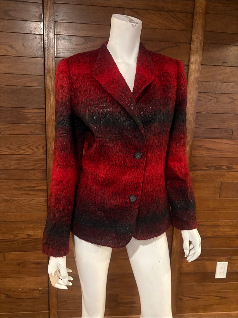 Simon Chang Red Ombre Two-Button Blazer